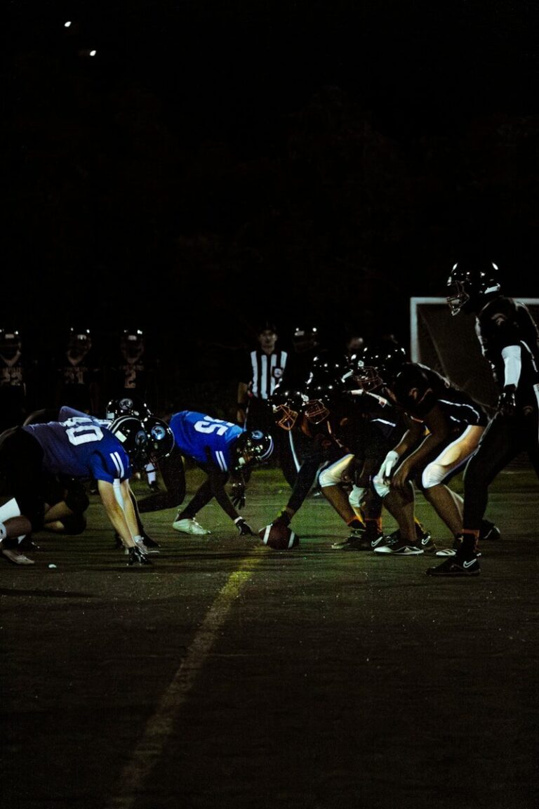 a group of football players on a field